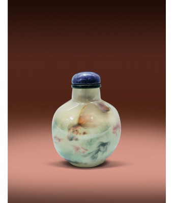 A Chinese Agate Inside Painted Fish Snuff Bottle Qing Shao Xiaoxuan Mark