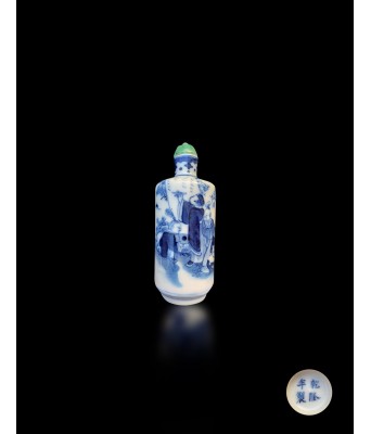 A Chinese Blue and White Figures Snuff Bottle Qing Dynasty 1644-1912