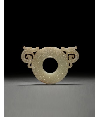 A Chinese White Jade Dragon Bi Warring State Period BC475-BC221