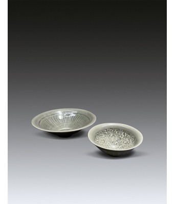 Two Chinese Yaozhou Kiln Celadon Bowl Song Dynasty 960-1279