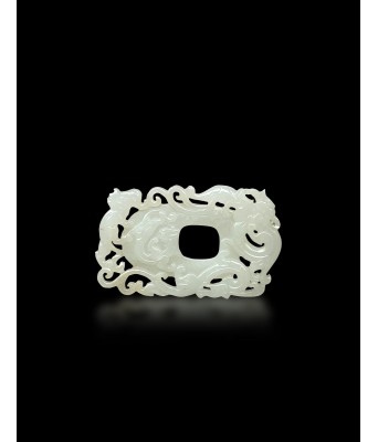 A Chinese White Jade Dragon Pendant Qing Qianlong Period 1736-1795