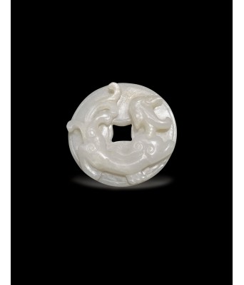 A Chinese White Jade Chi Dragon Pendant Qing Dynasty 1644-1912