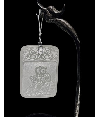 A Chinese White Jade Figures Plaque Qing Dynasty 1644-1912