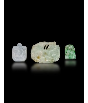 Three Jadeite Belt Hook Qing Dynasty 1644-1912