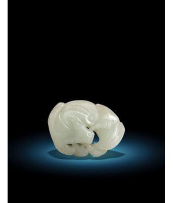 A Chinese white Jade Fushou Pendant Qing Dynasty 1644-1912