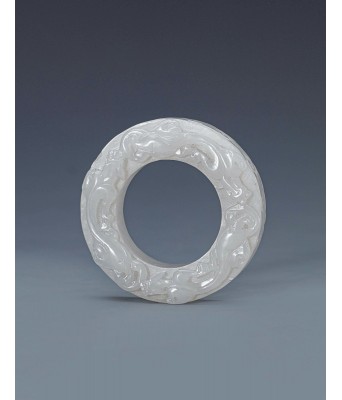 A Chinese White Jade Dragon and Phoenix Huan Qing Qianlong 1736-1795