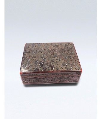 A Japanese Cinnabar Lacquer Crane Box 19 Century