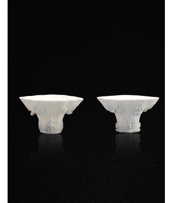 Two Chinese Dehua White Glazed Cup Qing Kangxi Period 1661-1722