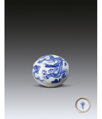 A Chinese Blue and white Dragon Inkbox Qing Dynasty 1644-1912