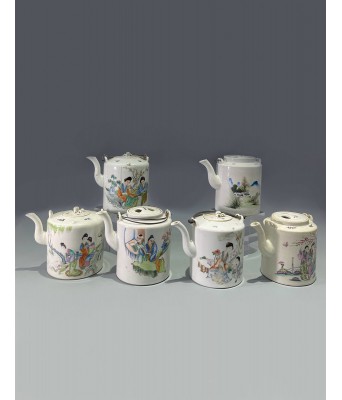 A Group of Famille Rose Figures Teapot Republic of China