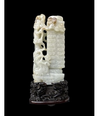 A Chinese White Jade Flower Inserter Qing Qianlong Period 1736-1796