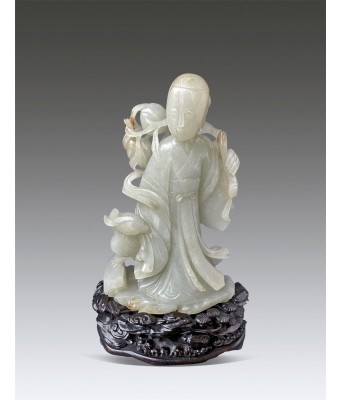 A Chinese White Jade Figure Late Ming Early Qing