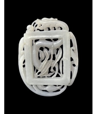 A Chinese White Jade Dragon Plaque Ming Dynasty 1368-1644