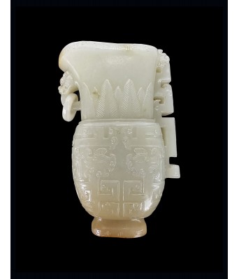 A Chinese White Jade Archaistic Cup Qing Qianlong 1736-1796