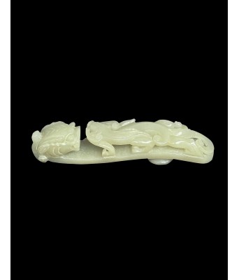 A Chinese White Jade Dragon Hook Qing Dynasty 1644-1912