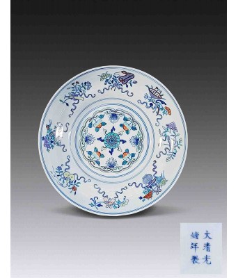 A Chinese Doucai Eight Treasures Plate Qing Guanxu Mark and Period