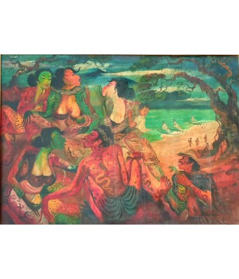 Hendra Gunawan油画海滩活动