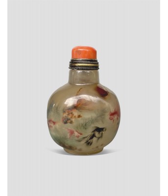 少小宣款内画游鱼图鼻烟壶