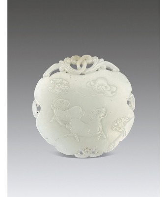 清中期三羊开泰白玉子冈牌 1644-1912