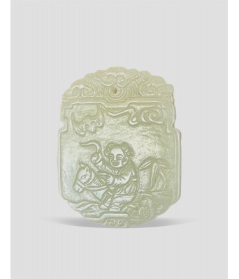 清中期白玉孩童耍乐牌