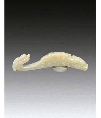 明代白玉双首龙头带钩 1368-1644