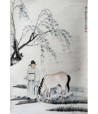 张善孖人物和马