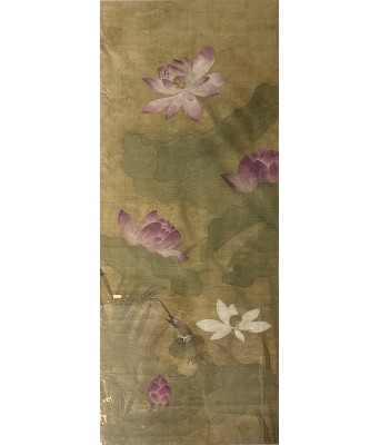 明代绢本荷花翠鸟