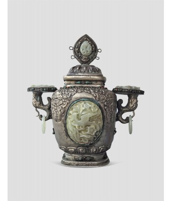 清蒙古镶玉瓶 1644-1912
