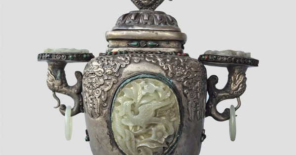 清蒙古镶玉瓶1644-1912