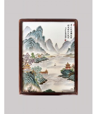 戊寅年粉彩江南水乡瓷板