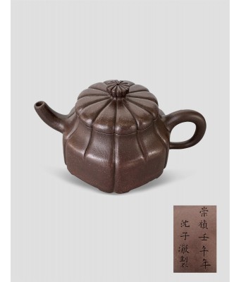 明崇祯沈子澈菊花十二瓣紫砂壶 1627-1644