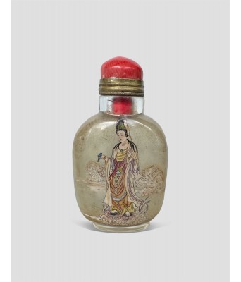名家丁二仲水晶内画观音鼻烟壶