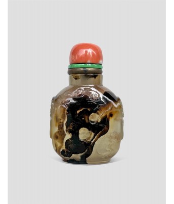 清影子玛瑙辅首鼻烟壶 1644-1912