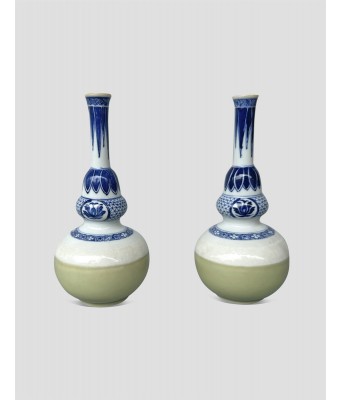 清康熙青花葫芦瓶一对 1654-1722