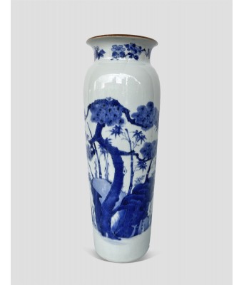 清顺治青花松竹花鸟筒瓶 1643-1661