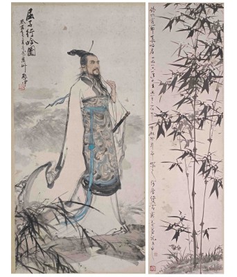 伍启中人物曾发古墨竹