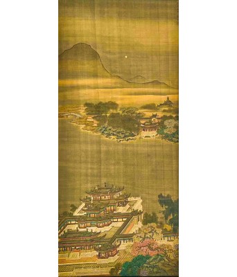 唐寅绢本山水楼阁