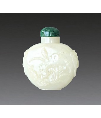 清荷塘月色白玉辅首鼻烟壶 1644-1912