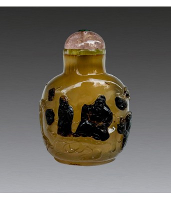 清乾隆苏作影子玛瑙巧雕陆羽煮茶鼻烟壶 1736-1796