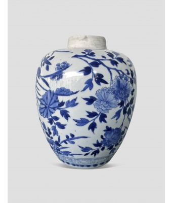 清康熙青花花鸟纹茶叶罐 1654-1722