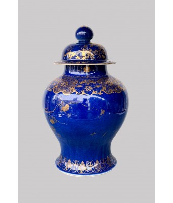 清蓝釉描金花卉纹将军罐 1644-1912