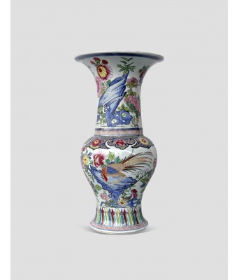 清粉彩凤凰牡丹花觚 1644-1912