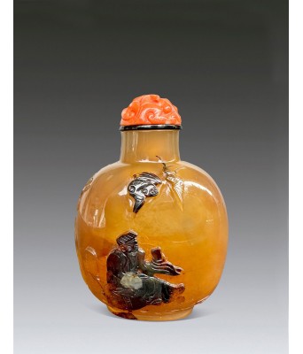 清乾隆苏作巧雕太白醉酒玛瑙鼻烟壶 1736-1796