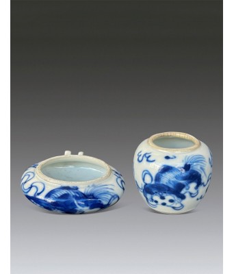 清青花狮子滚绣球二件套 1644-1912