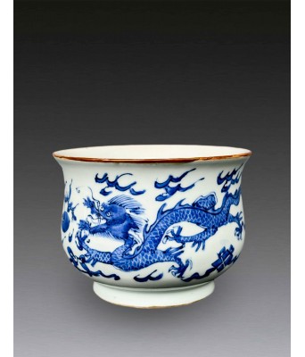 清康熙青花龙凤戏珠香炉 1661-1722