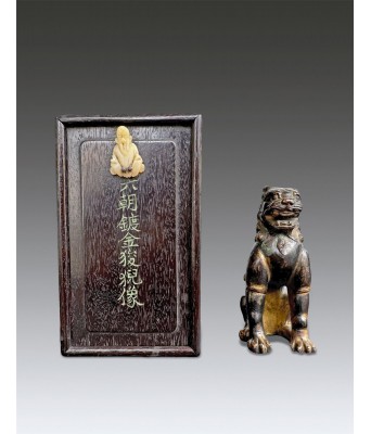 六朝铜鎏金狻猊像