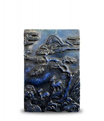 清乾隆御制青石松鹿图砚屏 1736-1796
