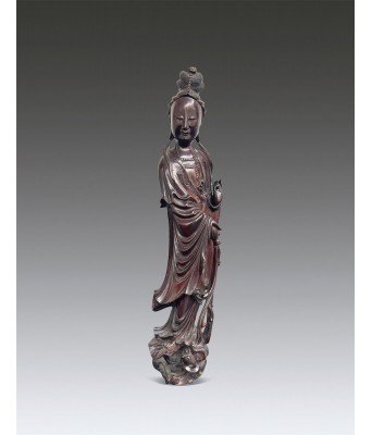 清中期紫檀水月观音像