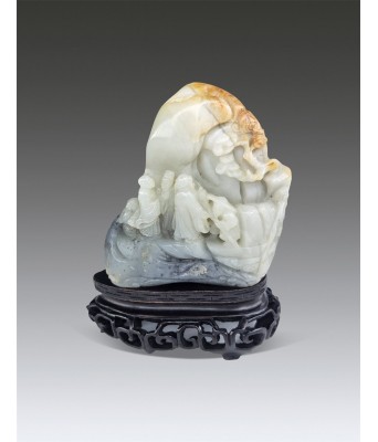A Chinese Hetian Jade Tiger Mountain Mid Qing Dynasty