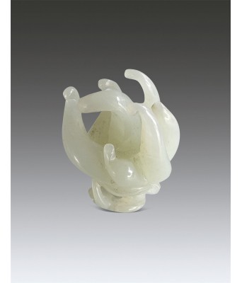 A Chinese Hetian White Jade Foshou Qing Qianlong Period  1736-1796